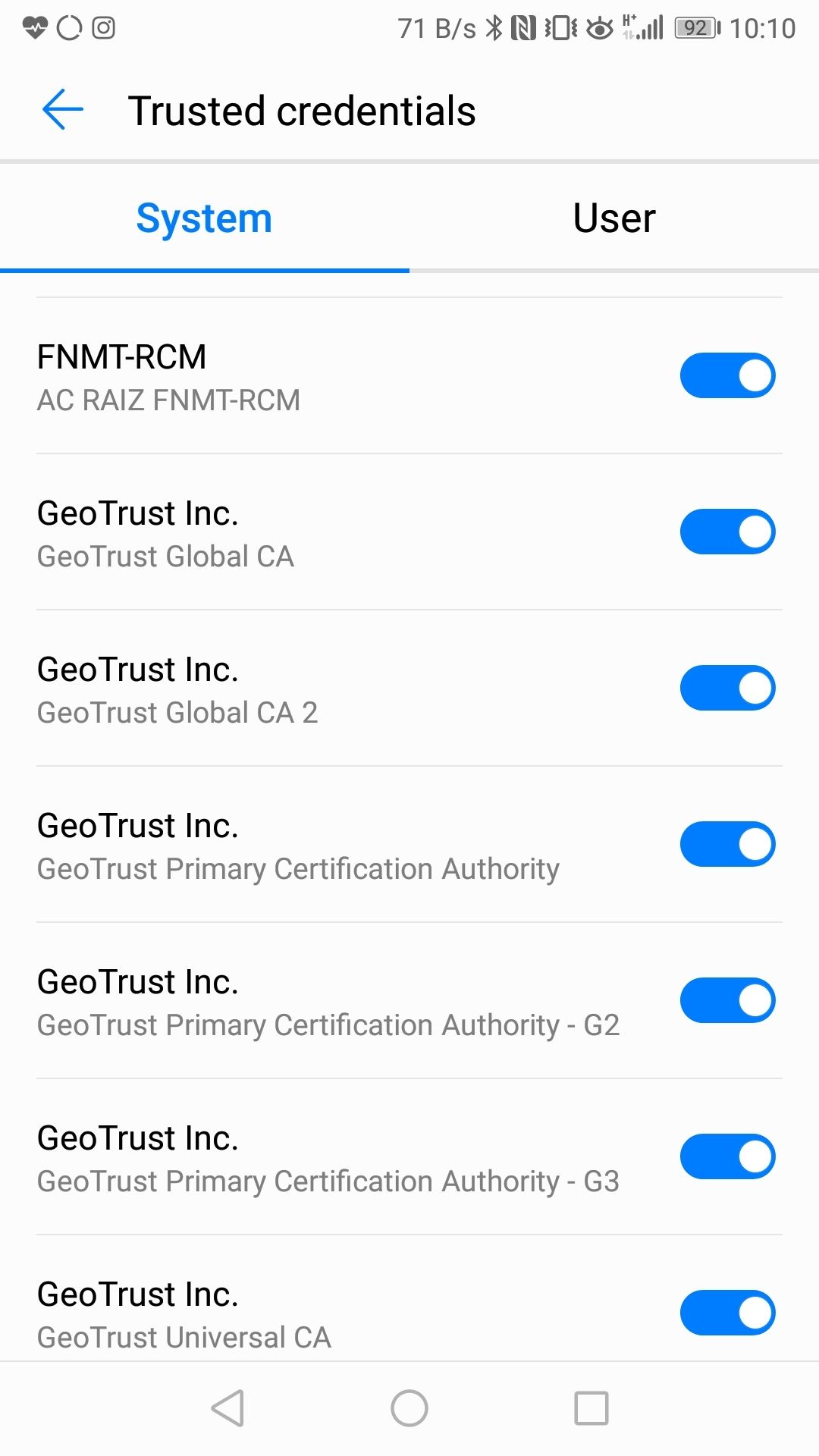 Els certificats FNMT de sèrie a l'Android 8